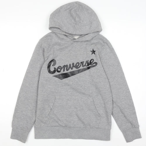 Converse Boys Grey Pullover Hoodie 12-13 Years Cotton Blend Fleece