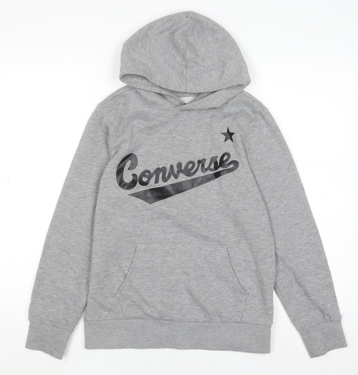 Converse Boys Grey Pullover Hoodie 12-13 Years Cotton Blend Fleece