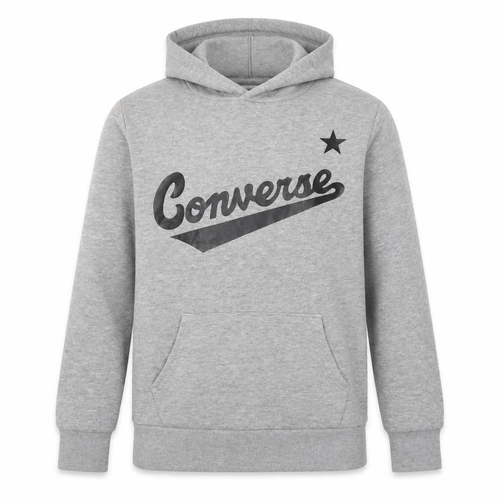 Front view of Converse boys’ grey pullover hoodie 12-13 years cotton blend fleece