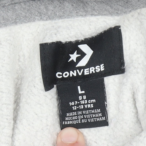 Converse Boys Grey Pullover Hoodie 12-13 Years Cotton Blend Fleece