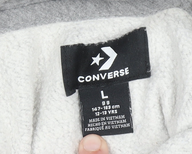 Converse Boys Grey Pullover Hoodie 12-13 Years Cotton Blend Fleece