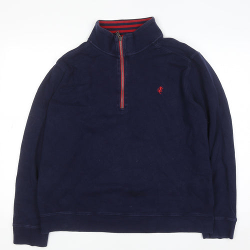 Stafford Men's Blue 1/4 Zip Cotton Sweatshirt - Size L