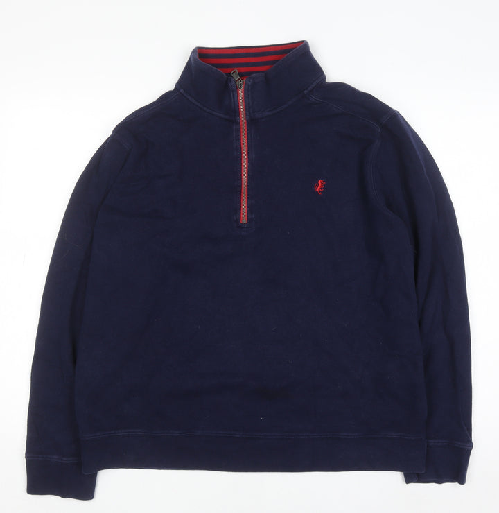 Stafford Men's Blue 1/4 Zip Cotton Sweatshirt - Size L