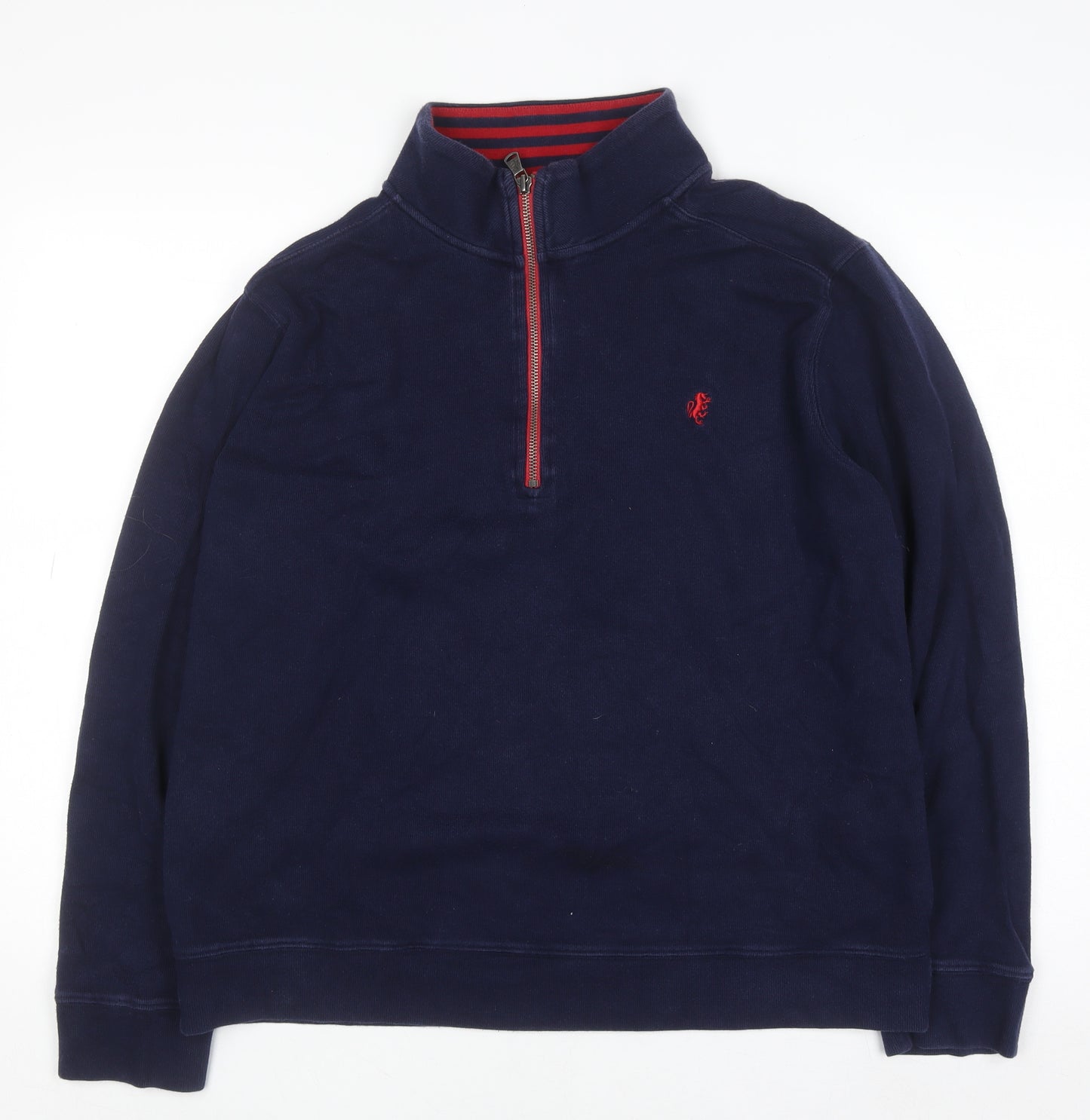 Stafford Men's Blue 1/4 Zip Cotton Sweatshirt - Size L