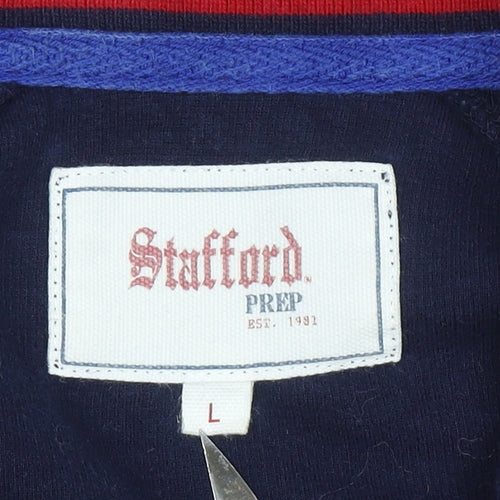 Stafford Men's Blue 1/4 Zip Cotton Sweatshirt - Size L
