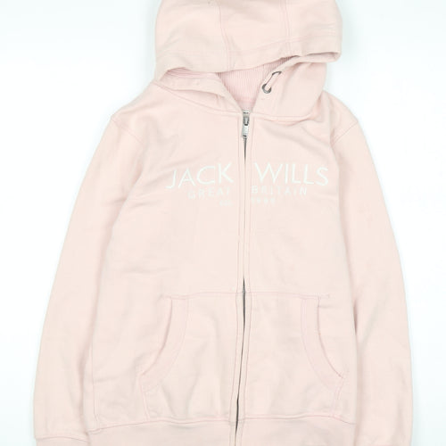 Jack Wills Girls Pink Full Zip Logo Hoodie 11-12 Years