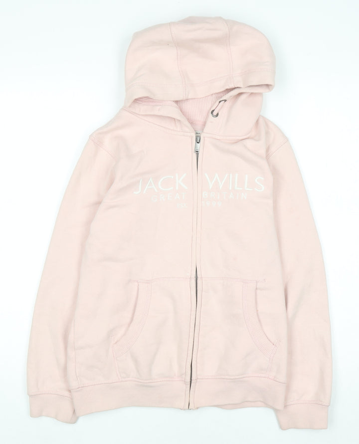 Jack Wills Girls Pink Full Zip Logo Hoodie 11-12 Years