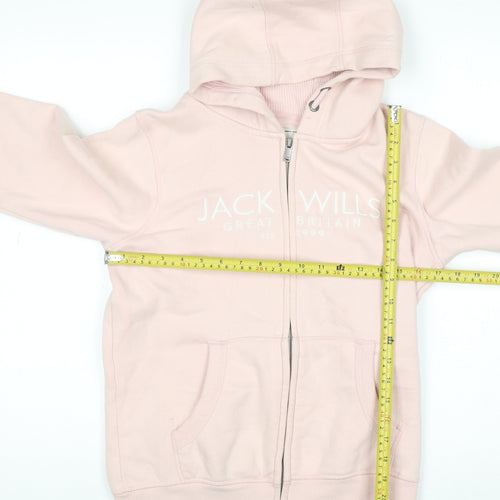 Jack Wills Girls Pink Full Zip Logo Hoodie 11-12 Years
