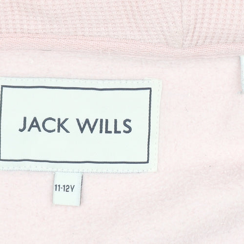 Jack Wills Girls Pink Full Zip Logo Hoodie 11-12 Years