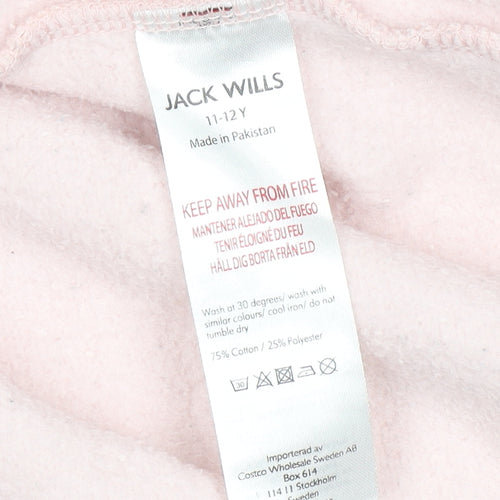 Jack Wills Girls Pink Full Zip Logo Hoodie 11-12 Years