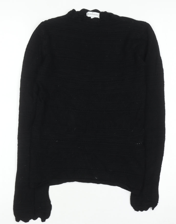 Warehouse Women Black Size 10 Mock Neck Long Sleeve Knit Jumper