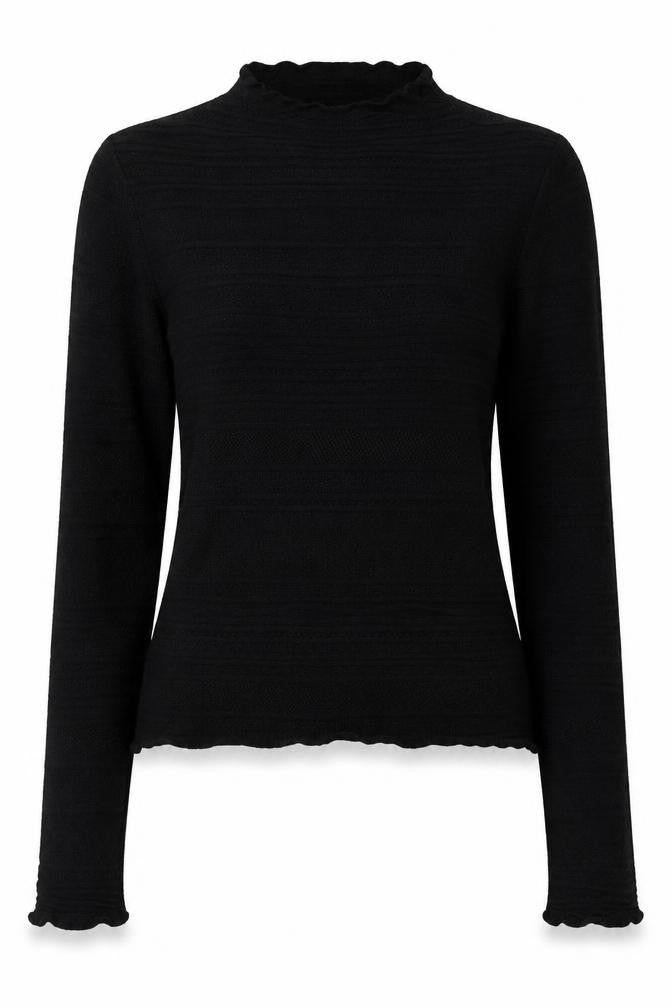 Warehouse Women Black Size 10 Mock Neck Long Sleeve Knit Jumper
