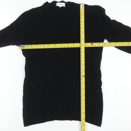 Warehouse Women Black Size 10 Mock Neck Long Sleeve Knit Jumper