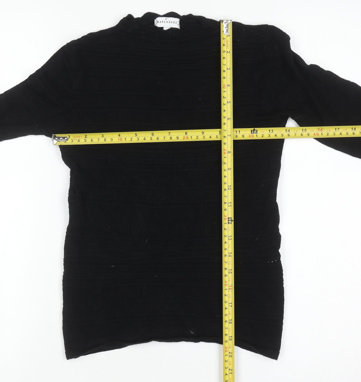 Warehouse Women Black Size 10 Mock Neck Long Sleeve Knit Jumper