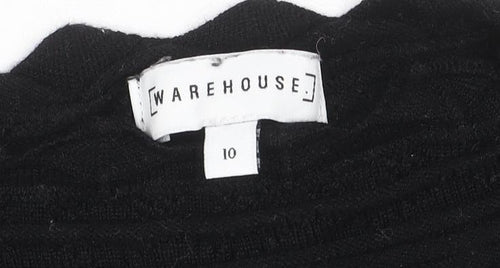 Warehouse Women Black Size 10 Mock Neck Long Sleeve Knit Jumper