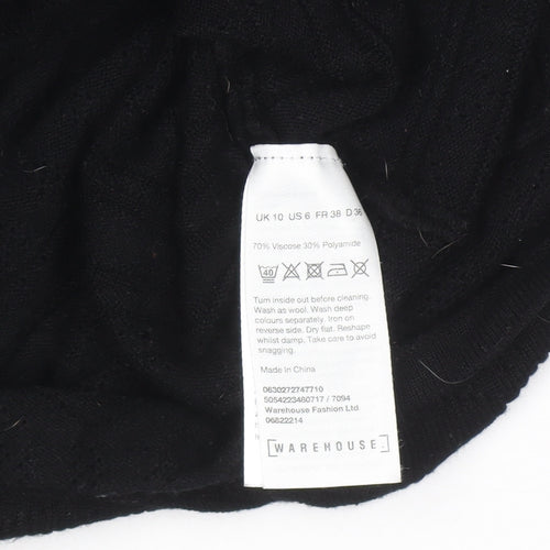 Warehouse Women Black Size 10 Mock Neck Long Sleeve Knit Jumper