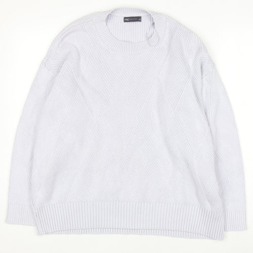 Marks and Spencer Women’s Pale Lilac Diamond Knit Cotton Jumper XL