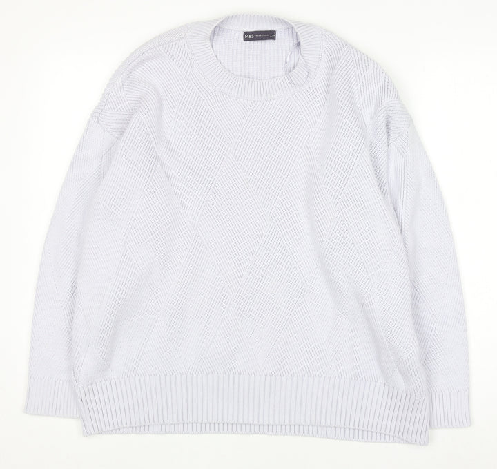 Marks and Spencer Women’s Pale Lilac Diamond Knit Cotton Jumper XL