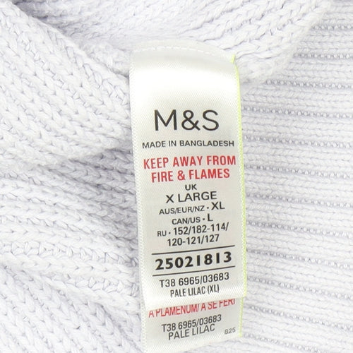 Marks and Spencer Women’s Pale Lilac Diamond Knit Cotton Jumper XL