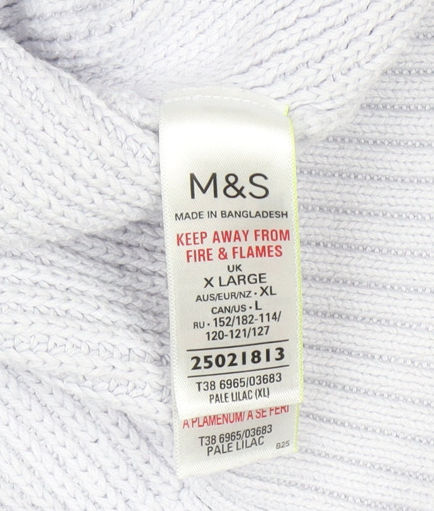 Marks and Spencer Women’s Pale Lilac Diamond Knit Cotton Jumper XL
