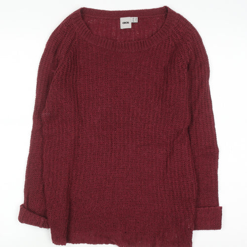 ASOS Women Red Chunky Knit Long Sleeve Pullover Jumper Size 10