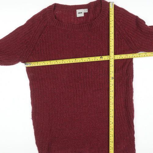ASOS Women Red Chunky Knit Long Sleeve Pullover Jumper Size 10