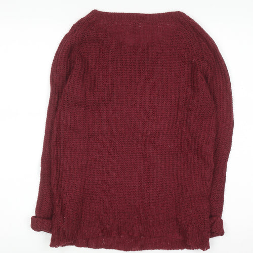 ASOS Women Red Chunky Knit Long Sleeve Pullover Jumper Size 10