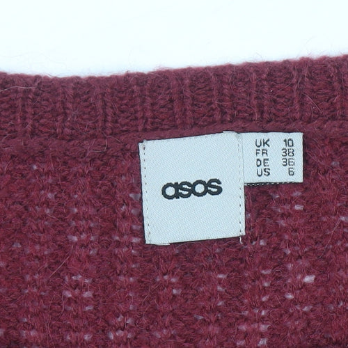 ASOS Women Red Chunky Knit Long Sleeve Pullover Jumper Size 10