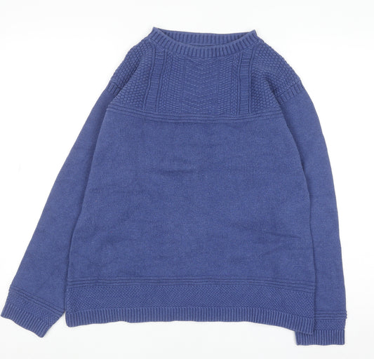 Seasalt Cornwall Women’s Blue Cotton Crew Neck Jumper Size 14