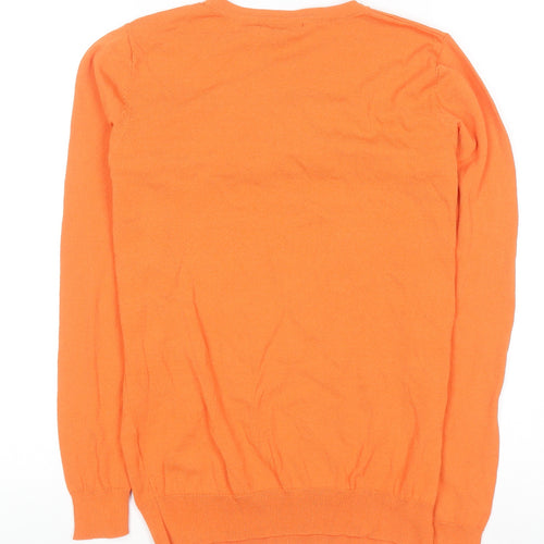 Oliver Bonas Women's Orange Size 12 Ruffle Crew Neck Long Sleeve Jumper