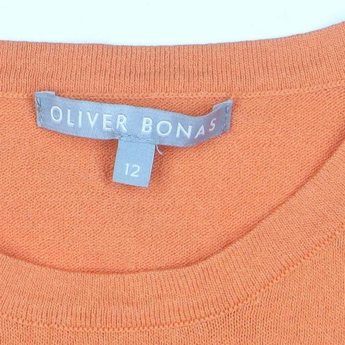 Oliver Bonas Women's Orange Size 12 Ruffle Crew Neck Long Sleeve Jumper