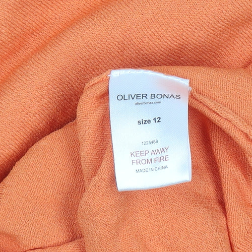 Oliver Bonas Women's Orange Size 12 Ruffle Crew Neck Long Sleeve Jumper