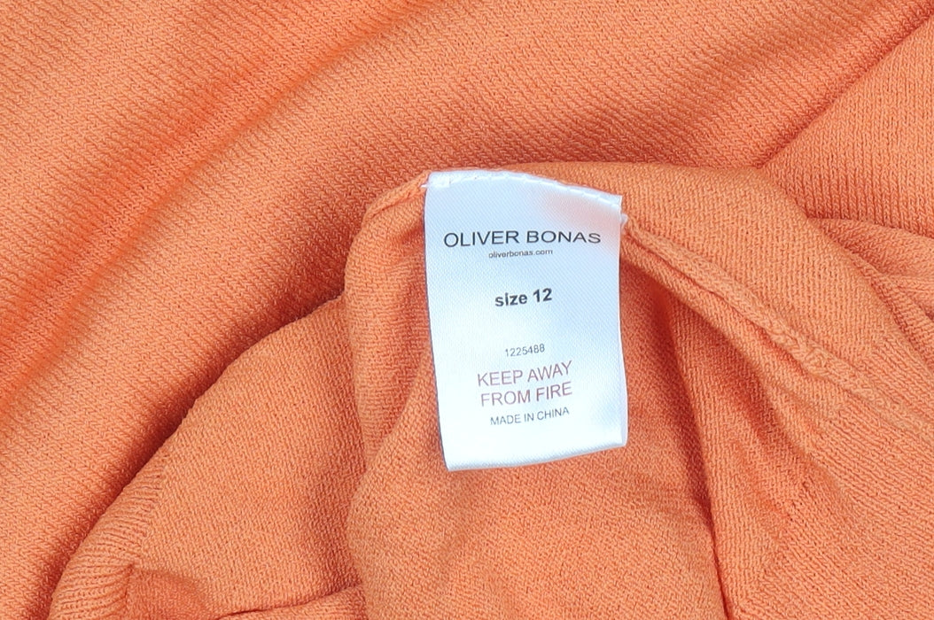 Oliver Bonas Women's Orange Size 12 Ruffle Crew Neck Long Sleeve Jumper