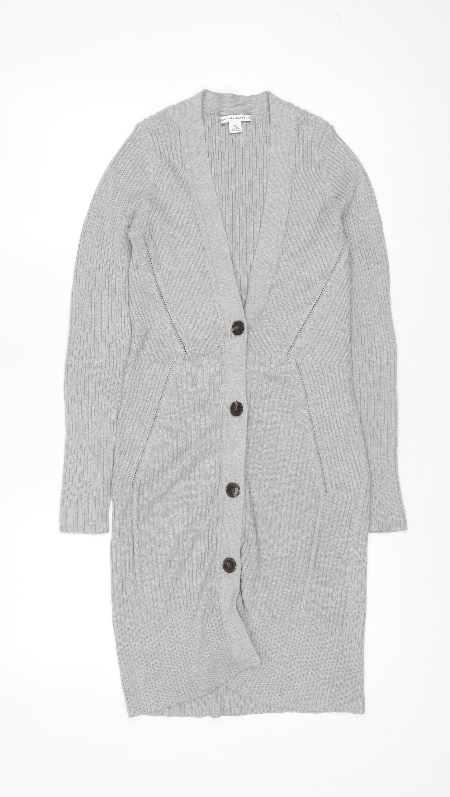 Banana Republic Women’s Grey V-Neck Longline Cardigan XS