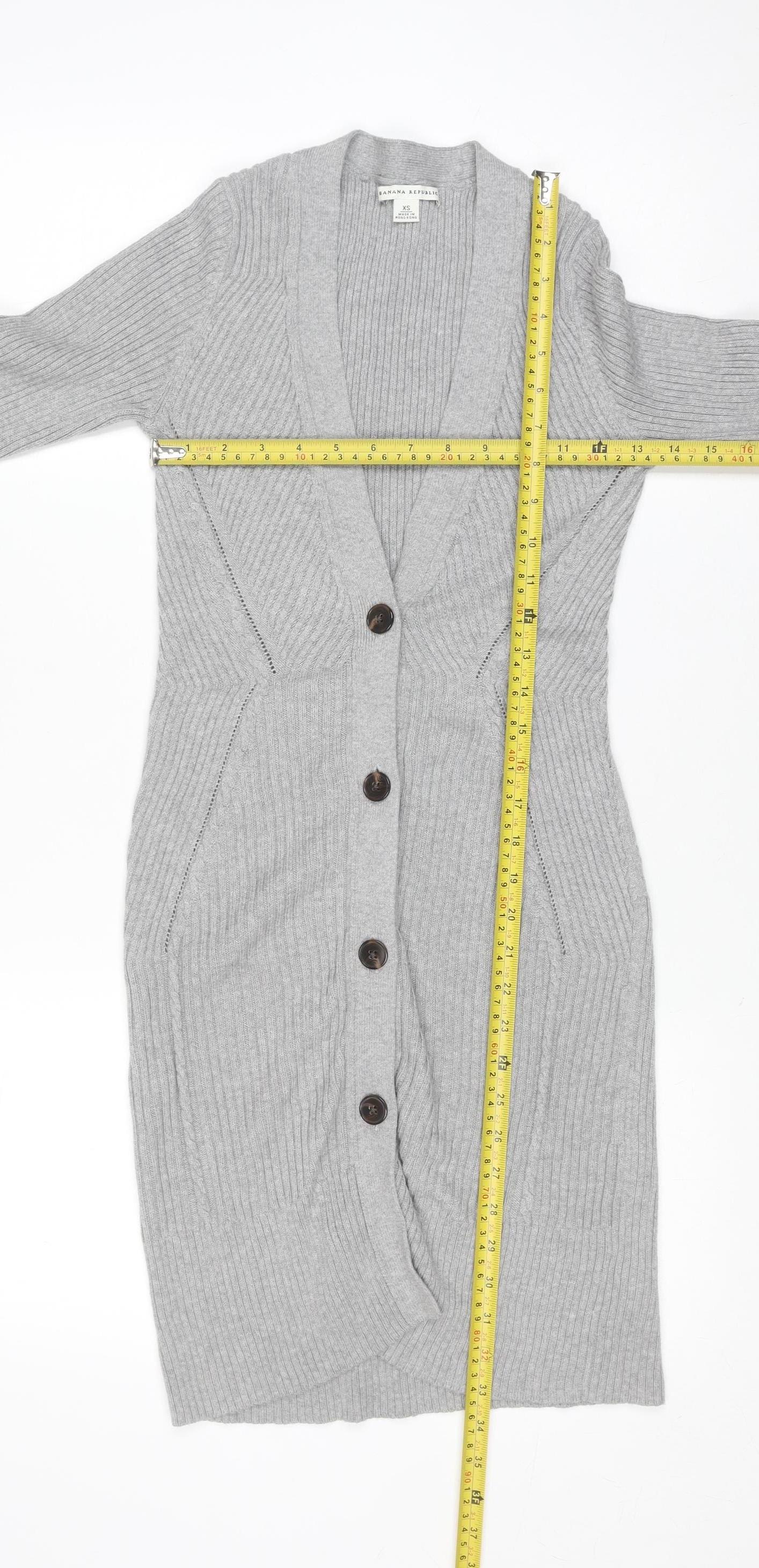 Banana Republic Women’s Grey V-Neck Longline Cardigan XS