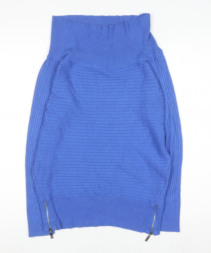 Star by Julien Macdonald Womens Blue Roll Neck Zip Jumper Size 16