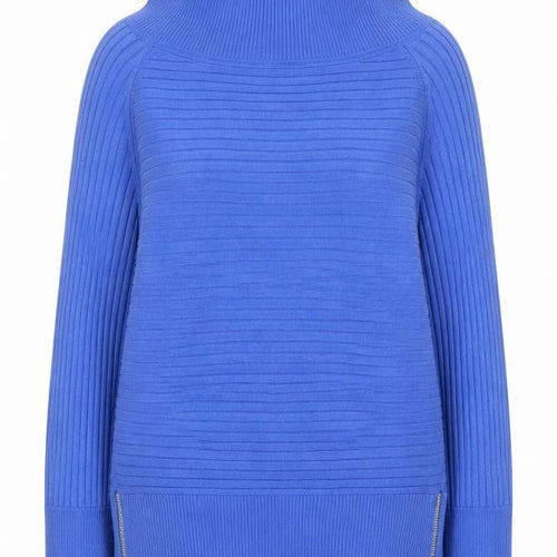 Star by Julien Macdonald Womens Blue Roll Neck Zip Jumper Size 16
