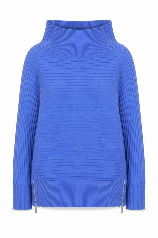 Star by Julien Macdonald Womens Blue Roll Neck Zip Jumper Size 16