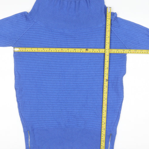 Star by Julien Macdonald Womens Blue Roll Neck Zip Jumper Size 16
