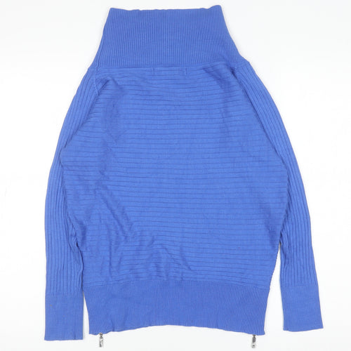 Star by Julien Macdonald Womens Blue Roll Neck Zip Jumper Size 16