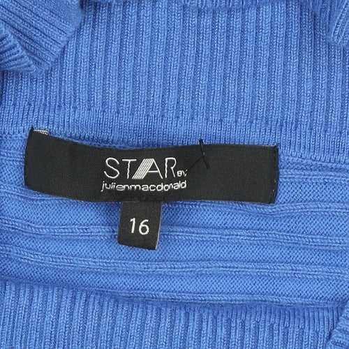 Star by Julien Macdonald Womens Blue Roll Neck Zip Jumper Size 16