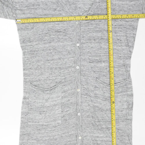 H&M Women Grey Button Knit Cardigan Size 12 V-Neck Lightweight