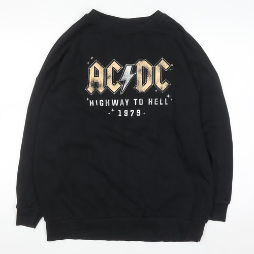AC/DC Women's Black Crew Neck Pullover Sweatshirt UK 8