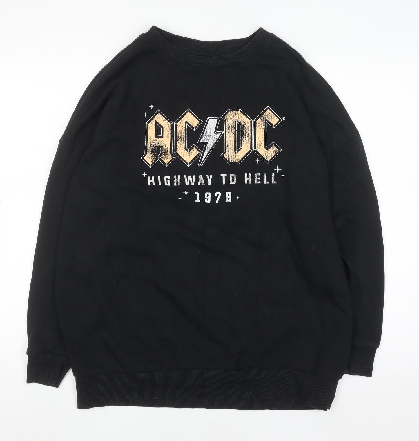AC/DC Women's Black Crew Neck Pullover Sweatshirt UK 8