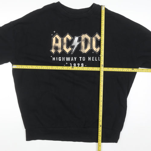 AC/DC Women's Black Crew Neck Pullover Sweatshirt UK 8