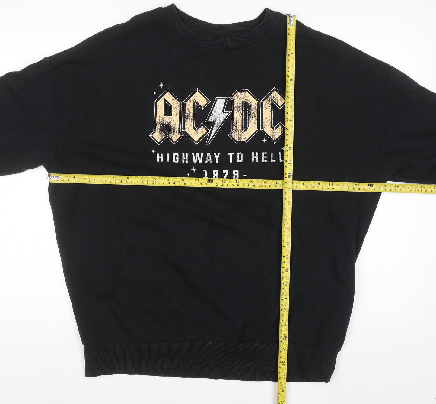AC/DC Women's Black Crew Neck Pullover Sweatshirt UK 8