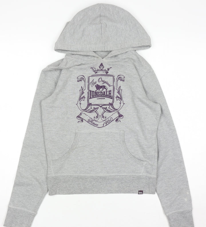 Lonsdale London Boys Grey Pullover Hoodie Size 8 Cotton Blend