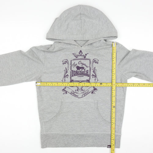 Lonsdale London Boys Grey Pullover Hoodie Size 8 Cotton Blend