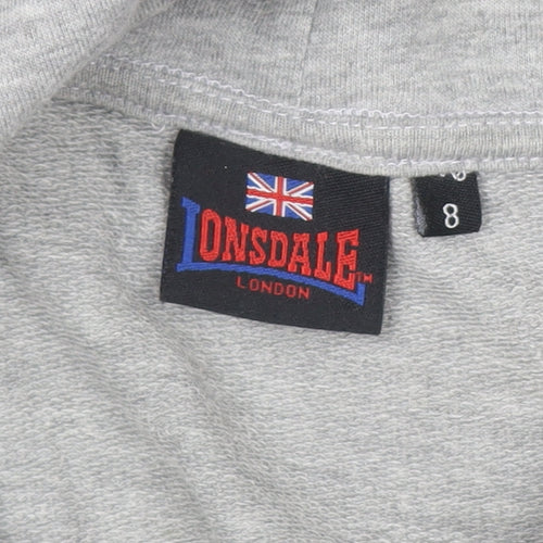 Lonsdale London Boys Grey Pullover Hoodie Size 8 Cotton Blend