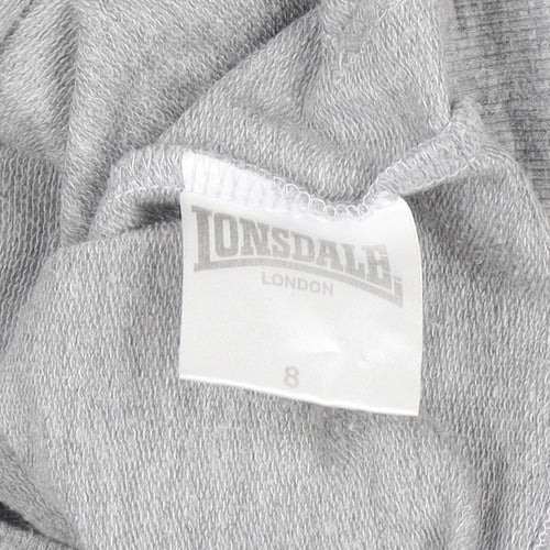 Lonsdale London Boys Grey Pullover Hoodie Size 8 Cotton Blend